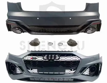 Auto Body Kit: Front and Rear Bumper with Grille and Diffuser for Audi A4 2021 Modified to RS4 Style