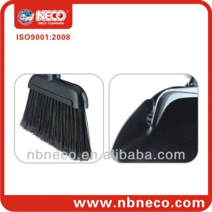 Lobby black dustpan & broom with brush