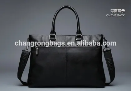 Man business top grain genuine leather handbag