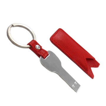 Key USB Flash Drive With Leather Pouch