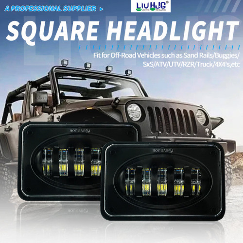 Square 7 Inch Led Motorcycle Front Headlight