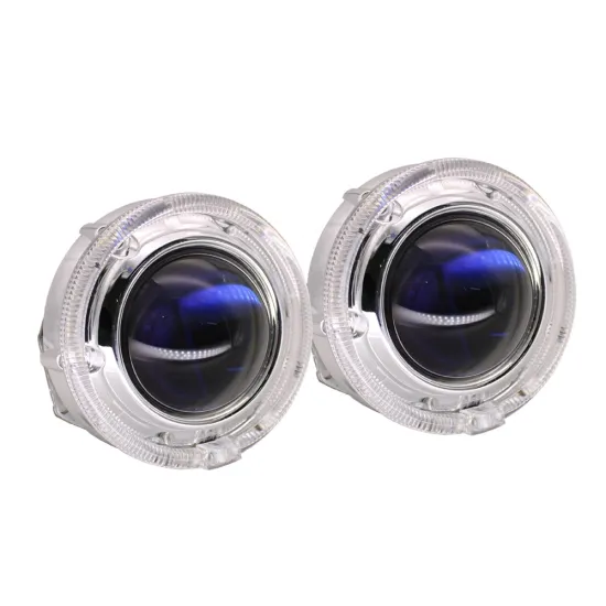 TAOCHIS YT104 3.0-inch Bi-Xenon Projector Lens Shroud LED DRL Car Headlights with Angel Eyes (White, Red, Blue, Yellow)