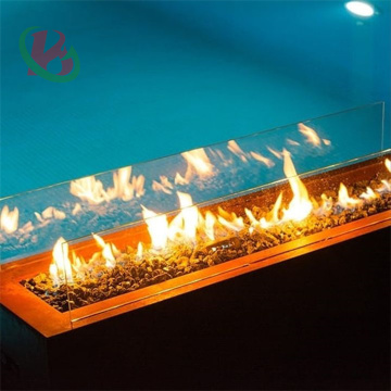 New Design Glass Gas Fire Pit Table for Garden: Outdoor Gas Fire Pit with Corten Steel and Natural Gas