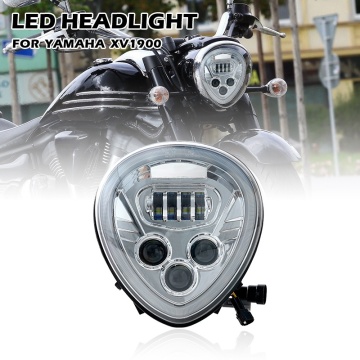 YongJin Chrome LED Headlight Front Lamp Assembly for Yamaha XV1900