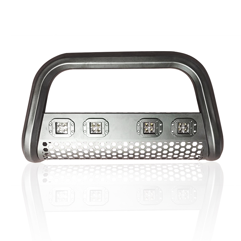 Universal honeycomb octagonal iron front bumper with light