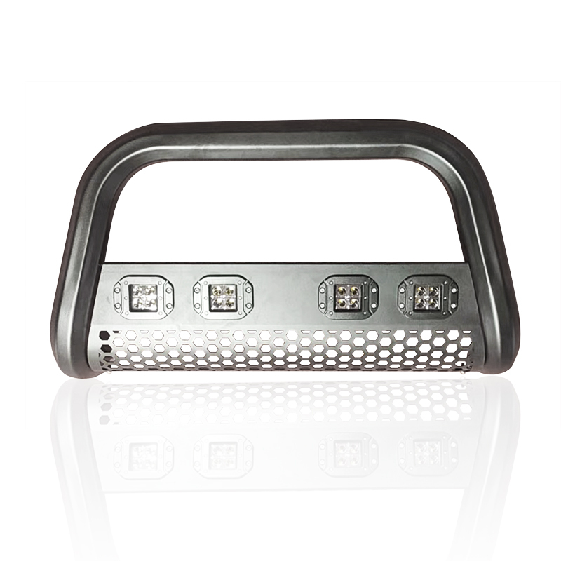 Universal honeycomb octagonal iron front bumper with light