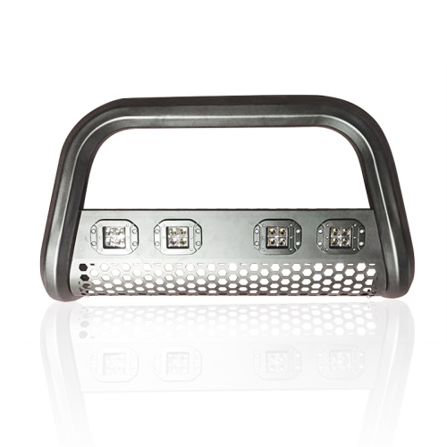 Universal honeycomb octagonal iron front bumper with light