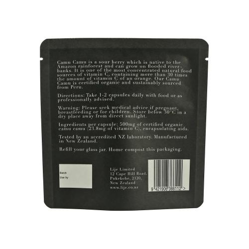 Paper compostable Superfood Powder Emballage Black Print Print Sac