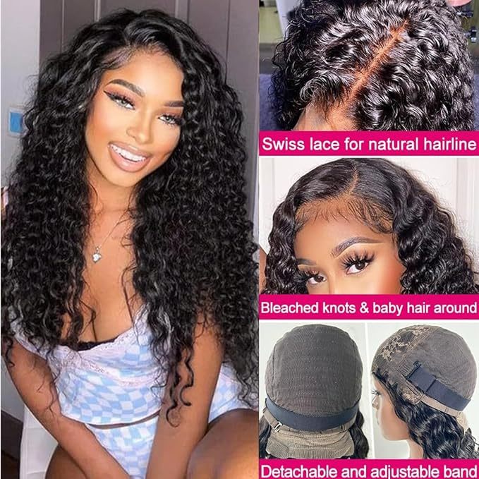 4x4 water wave human hair lace closure wig