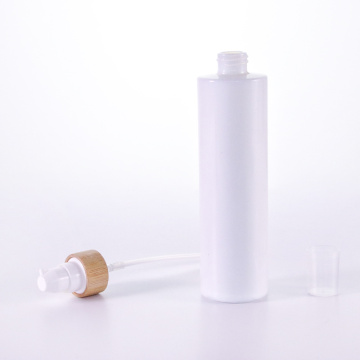 White glass lotion bottle with bamboo lid