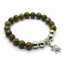 Natural Unakite Bracelet Gemstone Beads jewelry alloy pendants