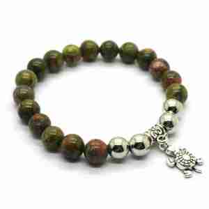 Bracelet Unakite naturel pendentifs en alliage bijoux perles