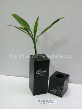 Wooden Flower Vase with Silk-Screen