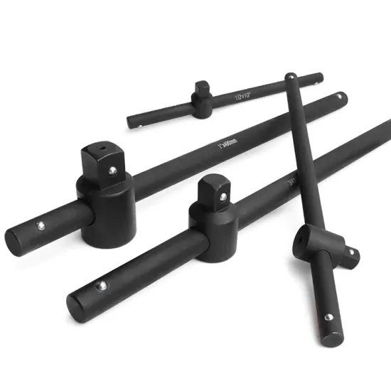 1/2", 3/4", and 1" Black Phosphate Pneumatic Impact Rod Ratchet Torque Wrench with Sliding Bar T-Handle