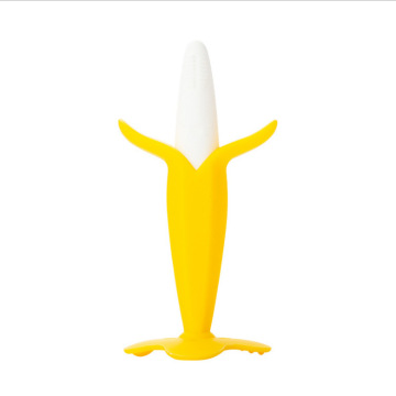 Bananashaped Baby Toothbrush with Suction Cup Silicone Food Grade Molar