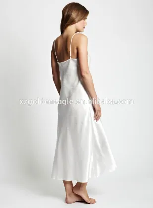 Real Silk Loungewear White Silk Sleepwear Dress