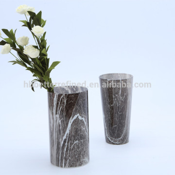 Marble Effect Cylinder Glass Vase