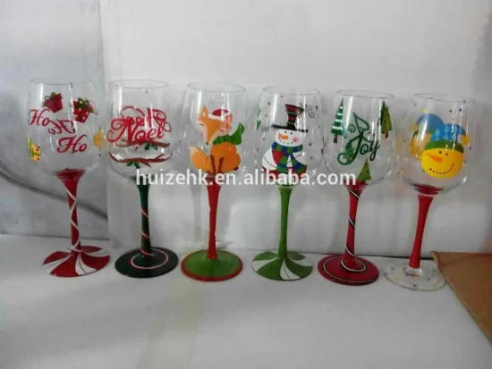 stemless glass with Christmas design