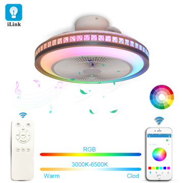 Colorful Dazzling Bluetooth Music RGB Voice-Controlled LED Ceiling Fan with Light