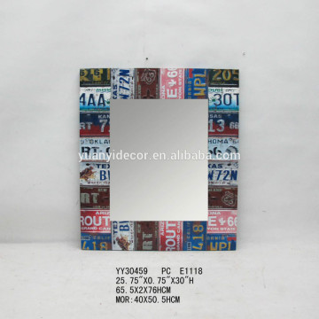 vintage rectangle shape metal wall mirror