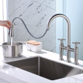 Transitional Bridge Kitchen Faucet with Pull-Down Sprayhead