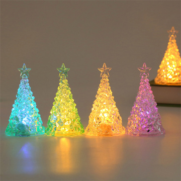 XMAS Small Gifts: Mini Luminous Christmas Tree - Transparent Crystal Night Light