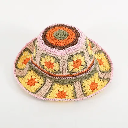 Sunscreen Crochet Paper Straw Hat for Outdoor Summer Use