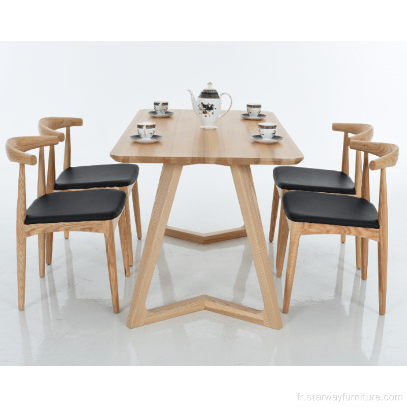 Table à manger rectangle en bois massif de style nordique