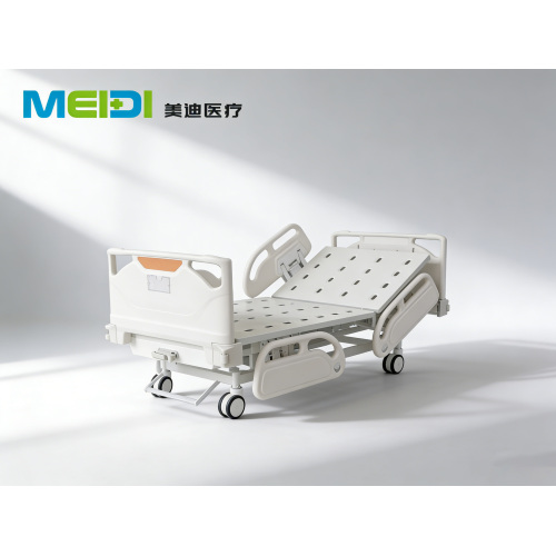 Reinforced Punching Single Crank Bed, Four Small Guardrails, Anti-Collision Head & Foot Board, Central Brake Elderly Nursing Bed