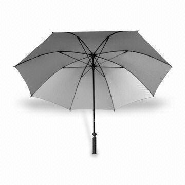 Golf Umbrella, Made of Silver Fabric with EVA Handle, Black Metal Shaft and Frame