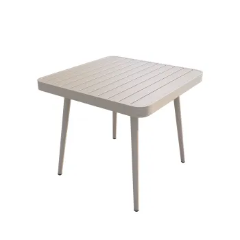 Modern White Aluminum Metal Frame Square Side Table for Living Room and Outdoor Use