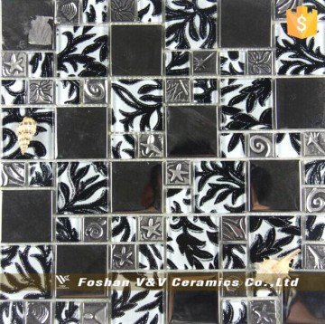 Stainless Steel Mix Glass Mosaic Tile, Beautiful Mirror Pattern Mosaic