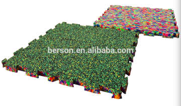 kindergarten safe indoor laminated interlocking rubber flooring tile designs / gym rubber flooring