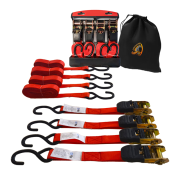 Custom Logo OEM Ratchet Straps 4 Pack 25mm 600kg 800kg Cargo Tie Down