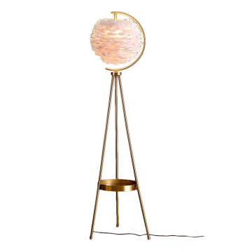Modern Minimalist White Feather Triangle Standing Lamp