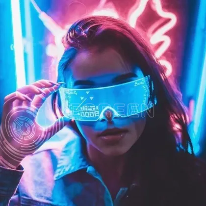Luminous Cyberpunk Tech Glasses: LED Disco Sci-Fi Sunglasses