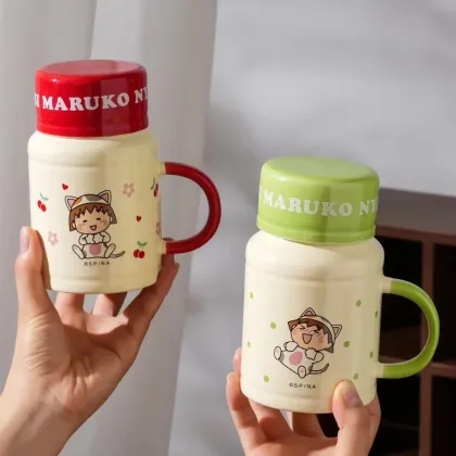 Cherri Maruko-chan Ceramic Mug - Cute and Authentic Collectible Cup for Kids and Home Use