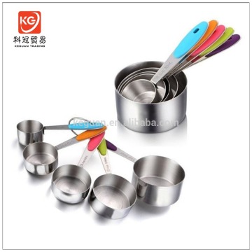 L-019 5 PCS Solid Sturdy Stainless Steel Stackable Measuring Cups Set with Soft Handles,for Kitchen Cooking Baking