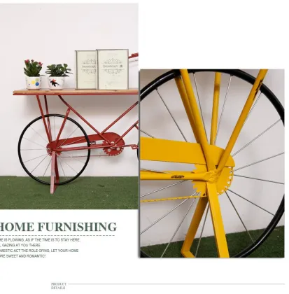Industrial Bike Table Decor: Large Creative Retro Floor Flower Stand