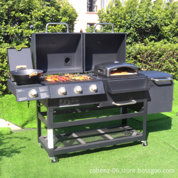 4 Burner Hybrid Gas and Charcoal BBQ Grill for Outdoor Cooking