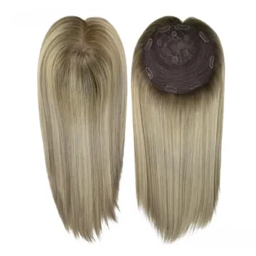 Human Hair Wigs: Stock Collection Featuring 8x8 Jewish Kosher Silk Top Balayage Blonde Topper, Virgin Mongolian Cuticle Remy Human Hair Kippah Fall Wig for White Women