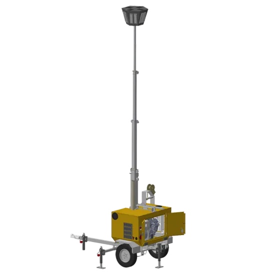 portable 7 m telescopic mast mobile light tower