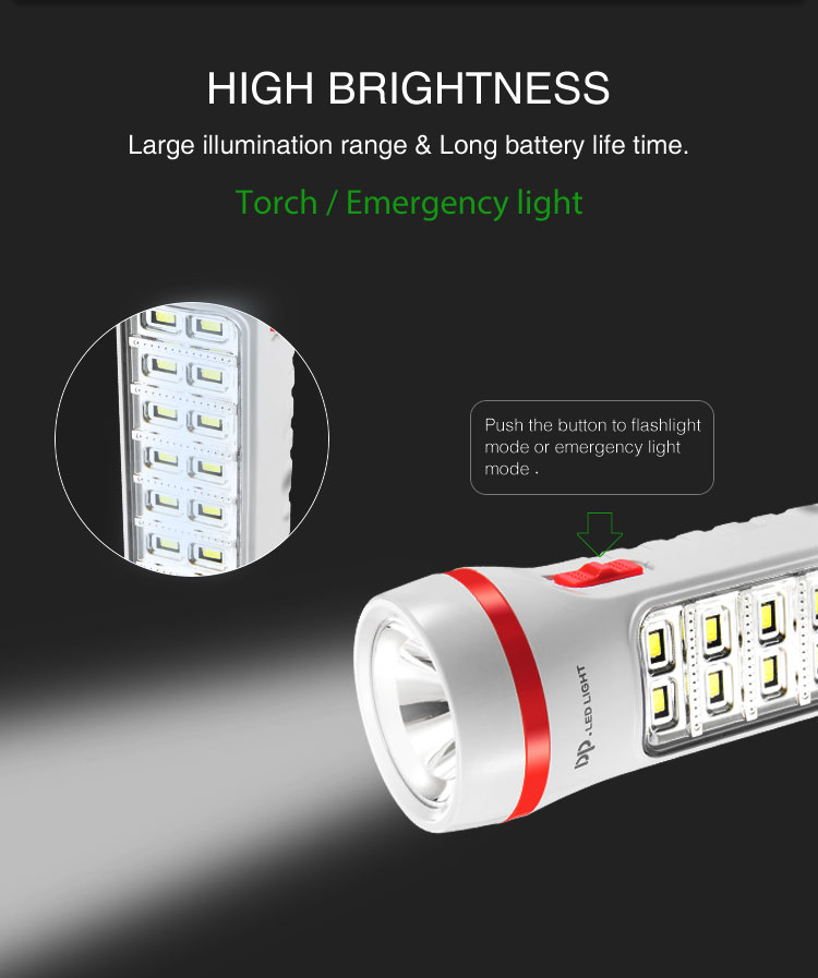 Portable Rechargeable LED Flashlight Torch with SMD Side Light-9029C-detail-2