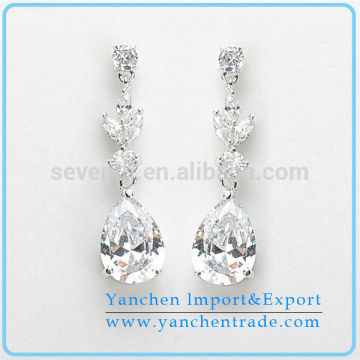 Top Grade Clear Crystal Fancy Bridal Drop Earring With AAA CZ Stone