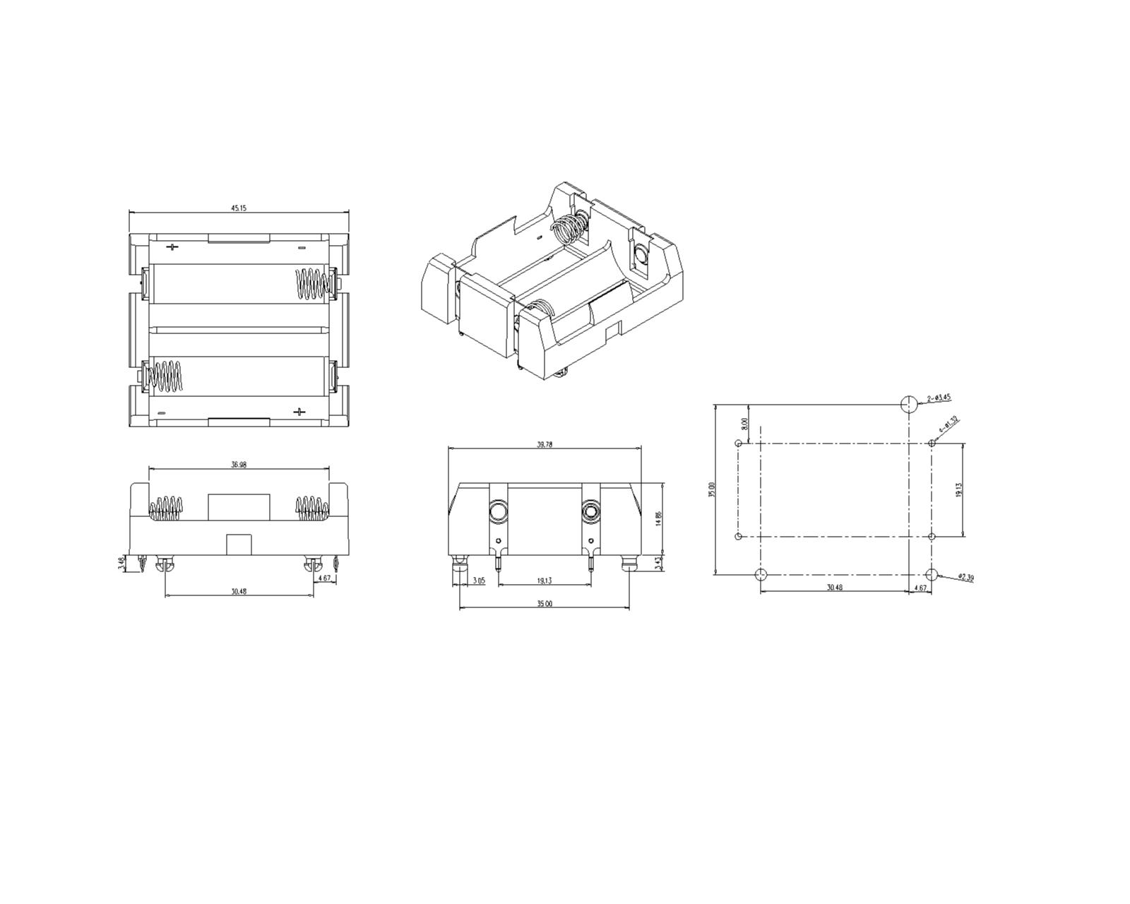 BBC-S-SN-A-137 Dual Battery Holder For 18350 THM