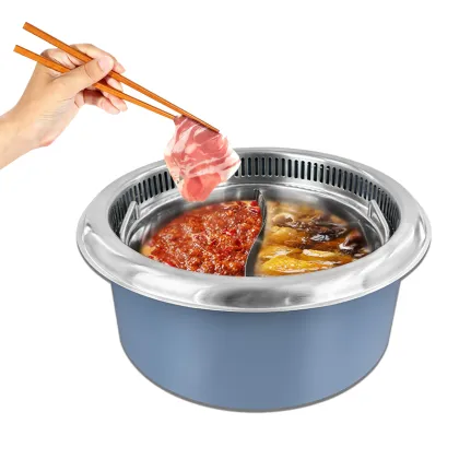 square smoke free multi person hot pot table