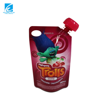 Bolsa de pie a prueba de fugas de plástico personalizado con boquilla para envases de jugo de líquido