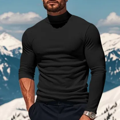 Men's Crew Neck Merino Wool Knit Base Layer Shirt