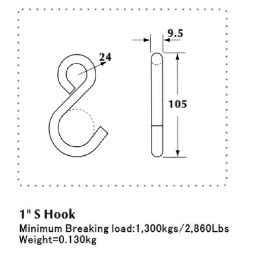 블랙 PVC 코팅과 25mm 유럽 타입 S 후크