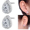 Boucles d&#39;oreilles Halo Boucles d&#39;oreilles Waterdrop Carré Brillantes Plaqué en Or Blanc 18K